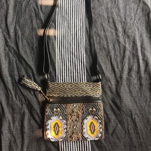 Hand embroidered and beaded shoulder bag